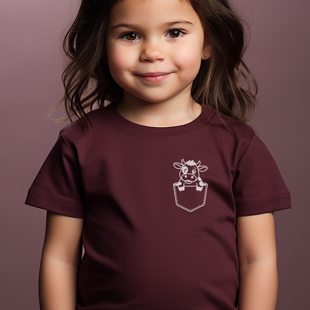 Cow In Pocket Toddler T Shirt - Heather Maroon