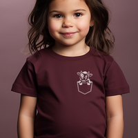 Cow In Pocket Toddler T Shirt - Heather Maroon