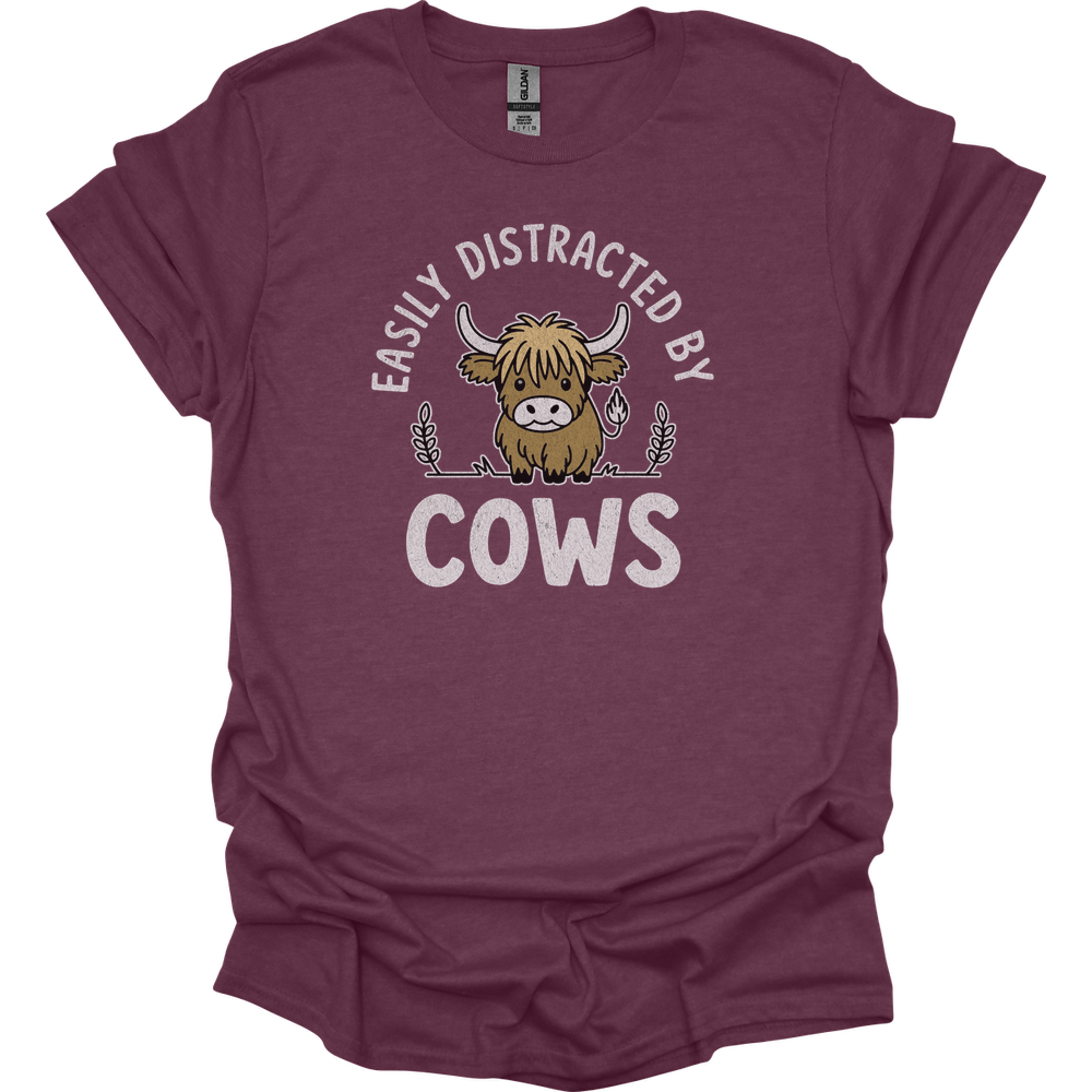 Easily Distracted By Cows - Heather Maroon