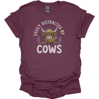 Easily Distracted By Cows - Heather Maroon