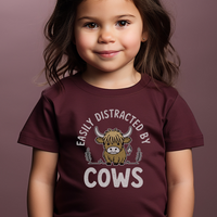 Easily Distracted By Cows Toddler - Heather Maroon
