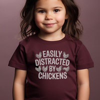 Easily Distracted By Chickens Toddler - Heather Maroon