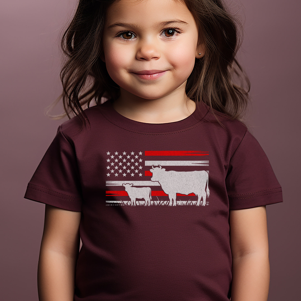 Usa Cow Toddler - Heather Maroon