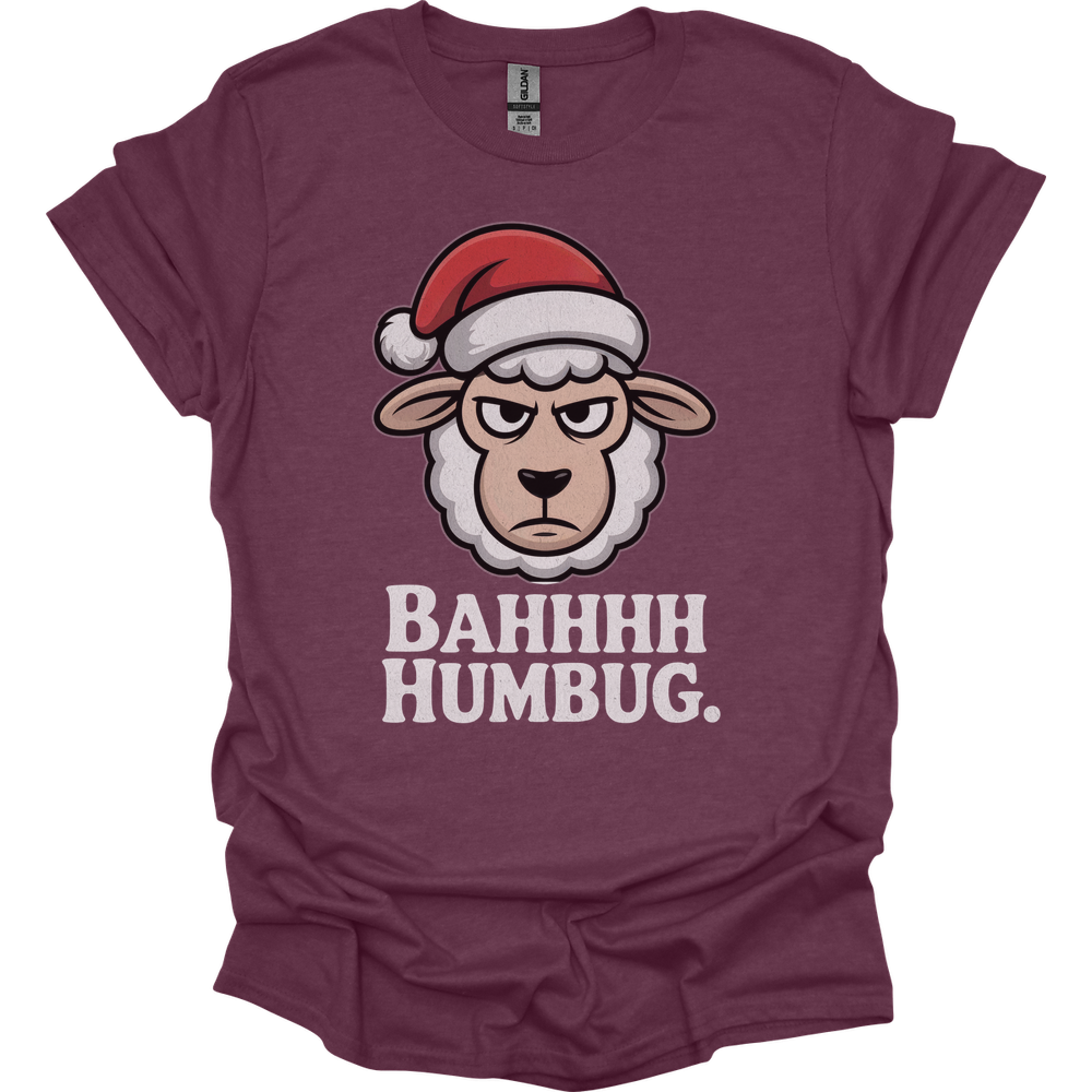 Bahhh Humbug Christmas (Adult Unisex Tee) - Heather Maroon