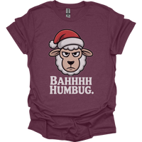 Bahhh Humbug Christmas (Adult Unisex Tee) - Heather Maroon