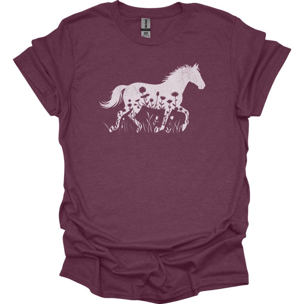 Flower Horse - Heather Maroon