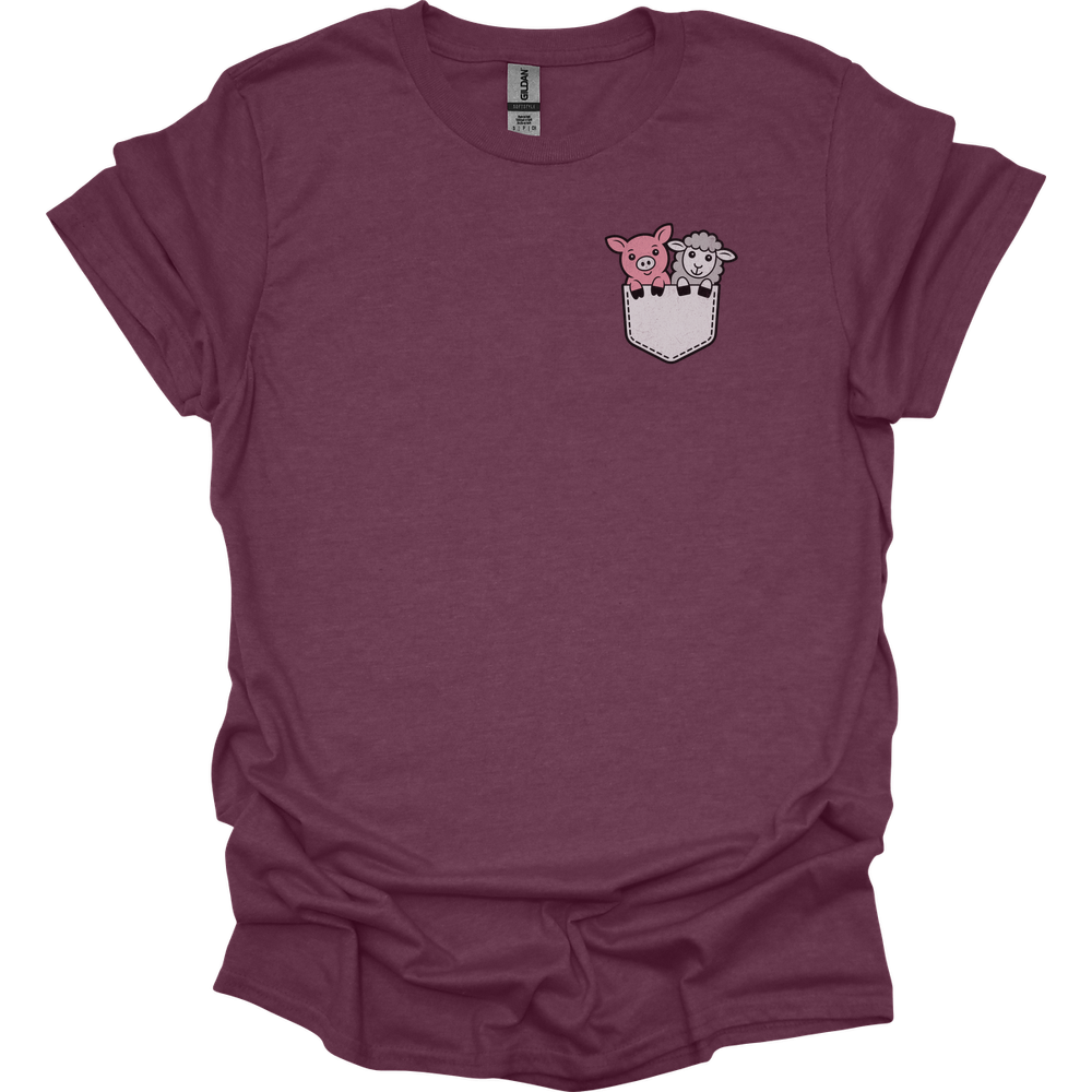 Sheep And Pig In Pocket - Heather Maroon