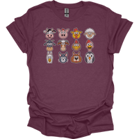 Barnyard Animals Adult Unisex Tee - Heather Maroon