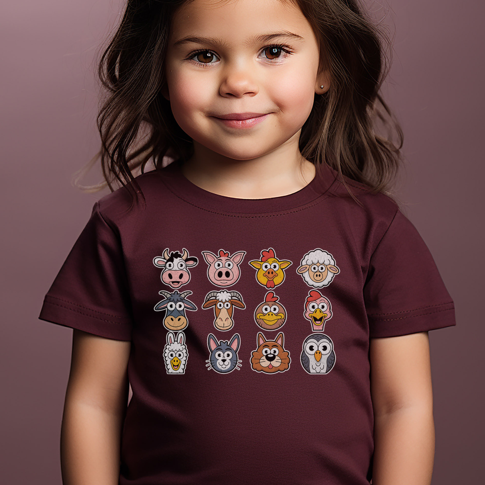 Barnyard Animals Toddler - Heather Maroon