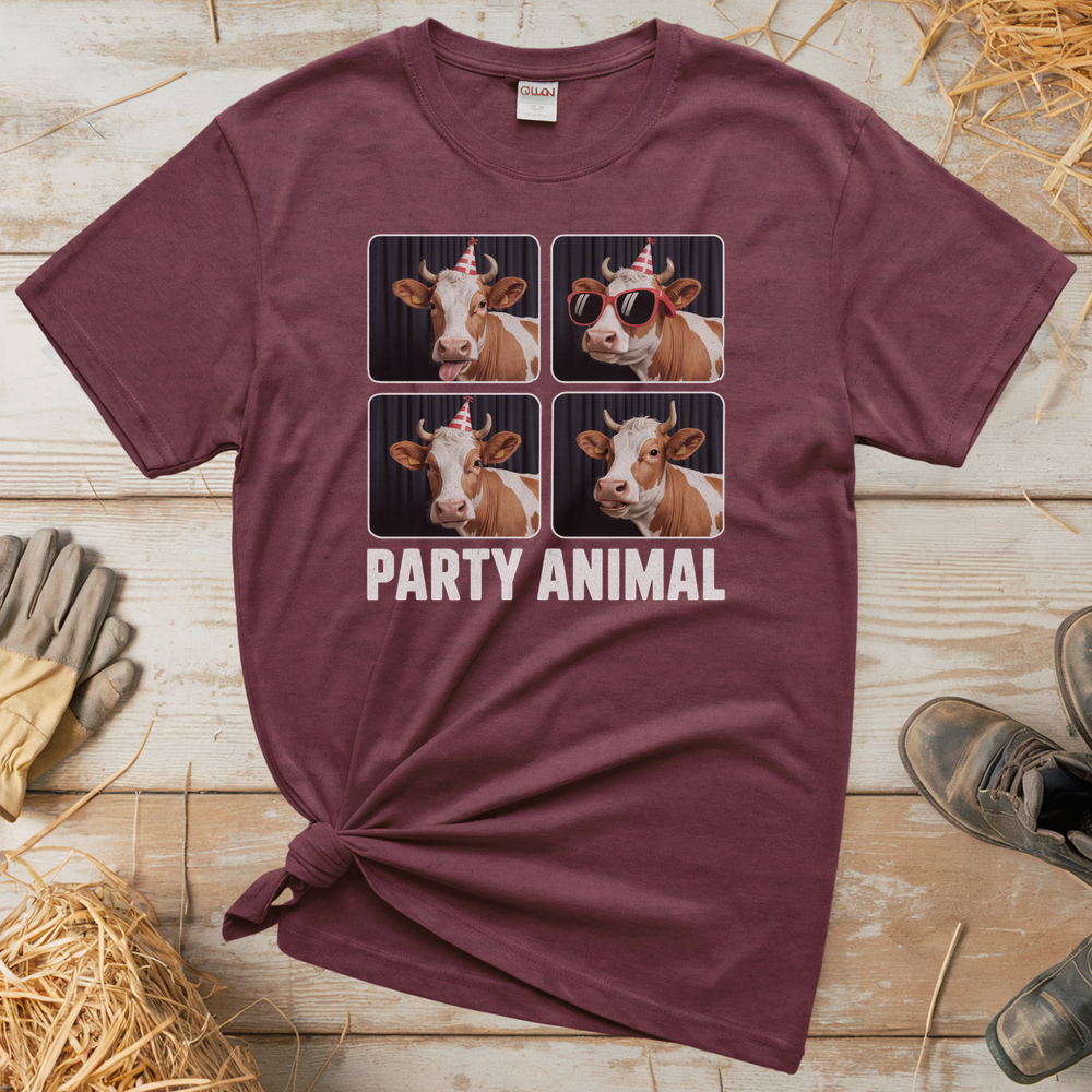 Party Animal (Adult Unisex Tee) - Heather Maroon