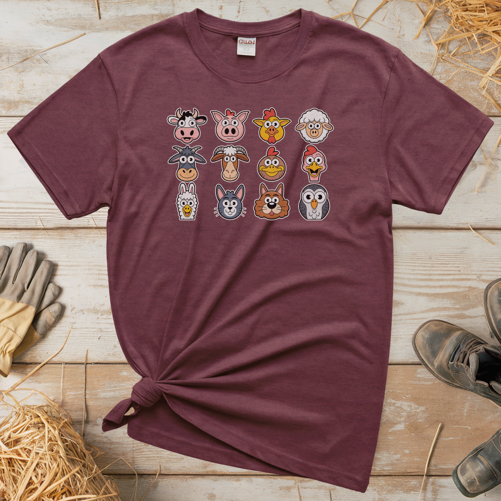 Barnyard Animals (Adult Unisex Tee) - Heather Maroon