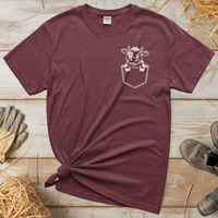 Cow In Pocket (Adult Unisex Tee) - Heather Maroon