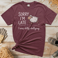Dilly Dallying Sheep (Adult Unisex Tee) - Heather Maroon