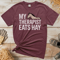 My Therapist Eats Hay (Adult Unisex Tee) - Heather Maroon