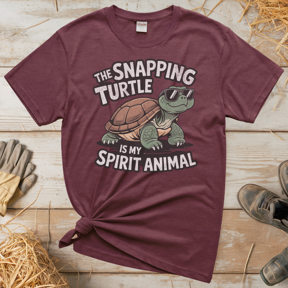 The Snapping Turtle Is My Spirit Animal (Adult Unisex Tee) - Heather Maroon