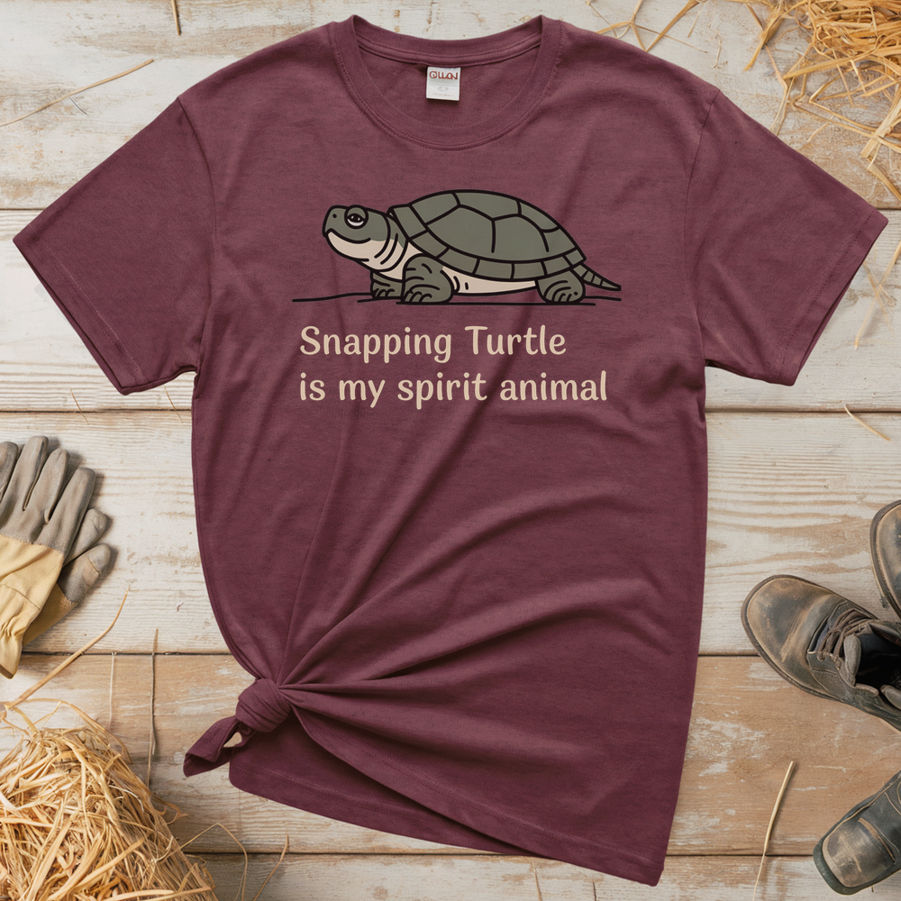 Snapping Turtle Is My Spirit Animal (Adult Unisex Tee) - Heather Maroon