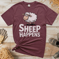 Sheep Happens (Adult Unisex Tee) - Heather Maroon