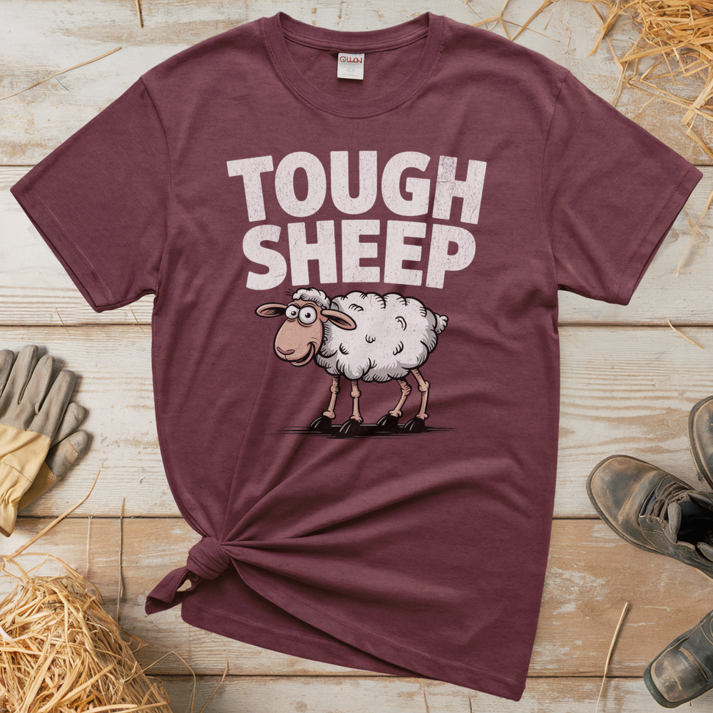 Funny Tough Sheep (Adult Unisex Tee) - Heather Maroon