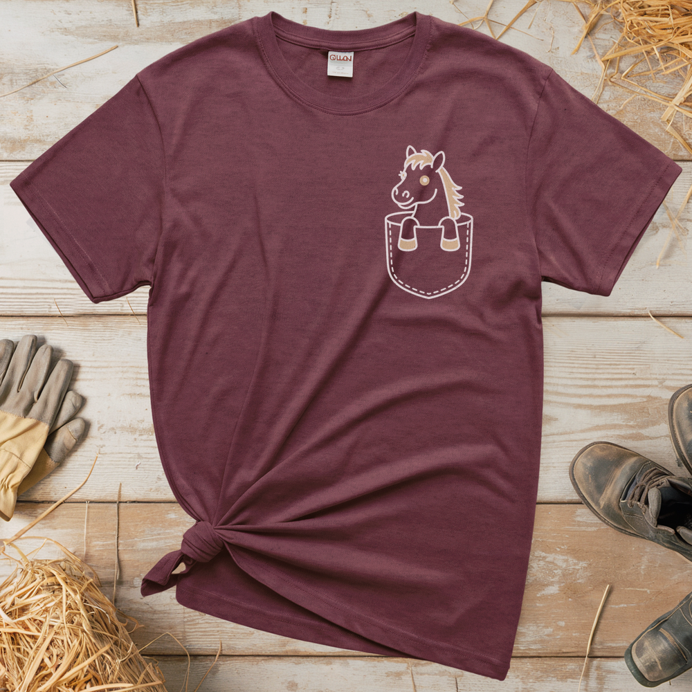 Horse In Pocket (Adult Unisex Tee) - Heather Maroon