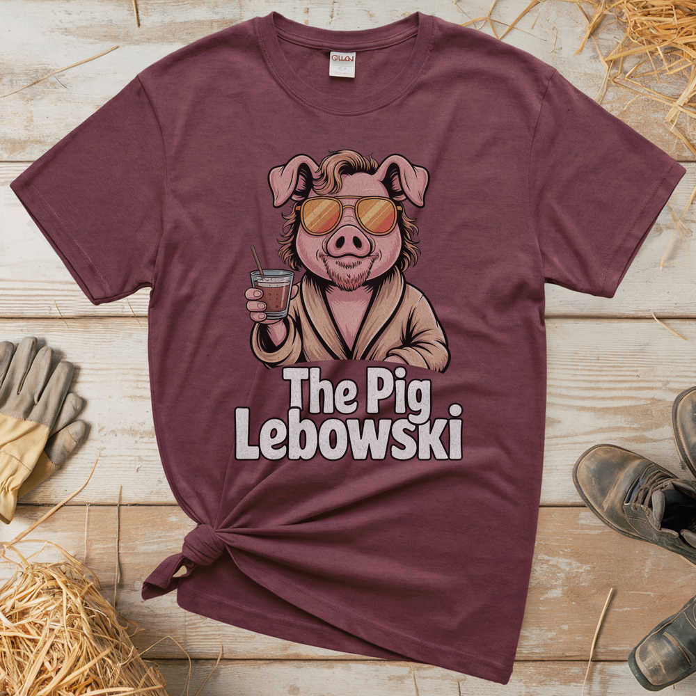 The Pig Lebowski (Adult Unisex Tee) - Heather Maroon