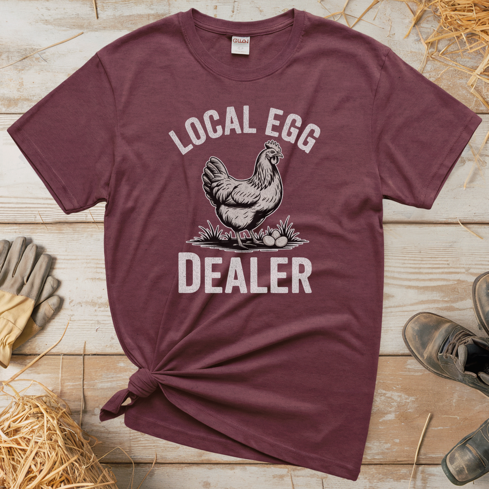 Local Egg Dealer (Adult Unisex Tee) - Heather Maroon