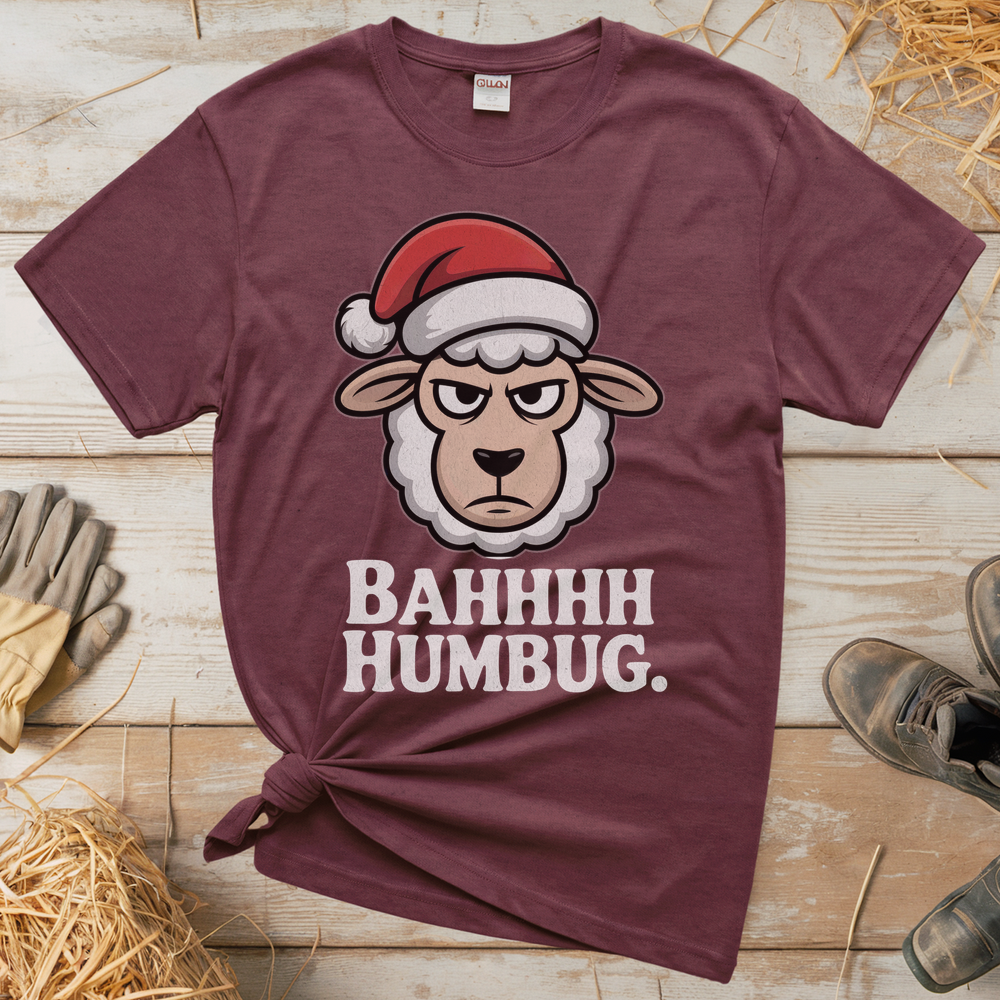 Bahhh Humbug Christmas (Adult Unisex Tee) - Heather Maroon