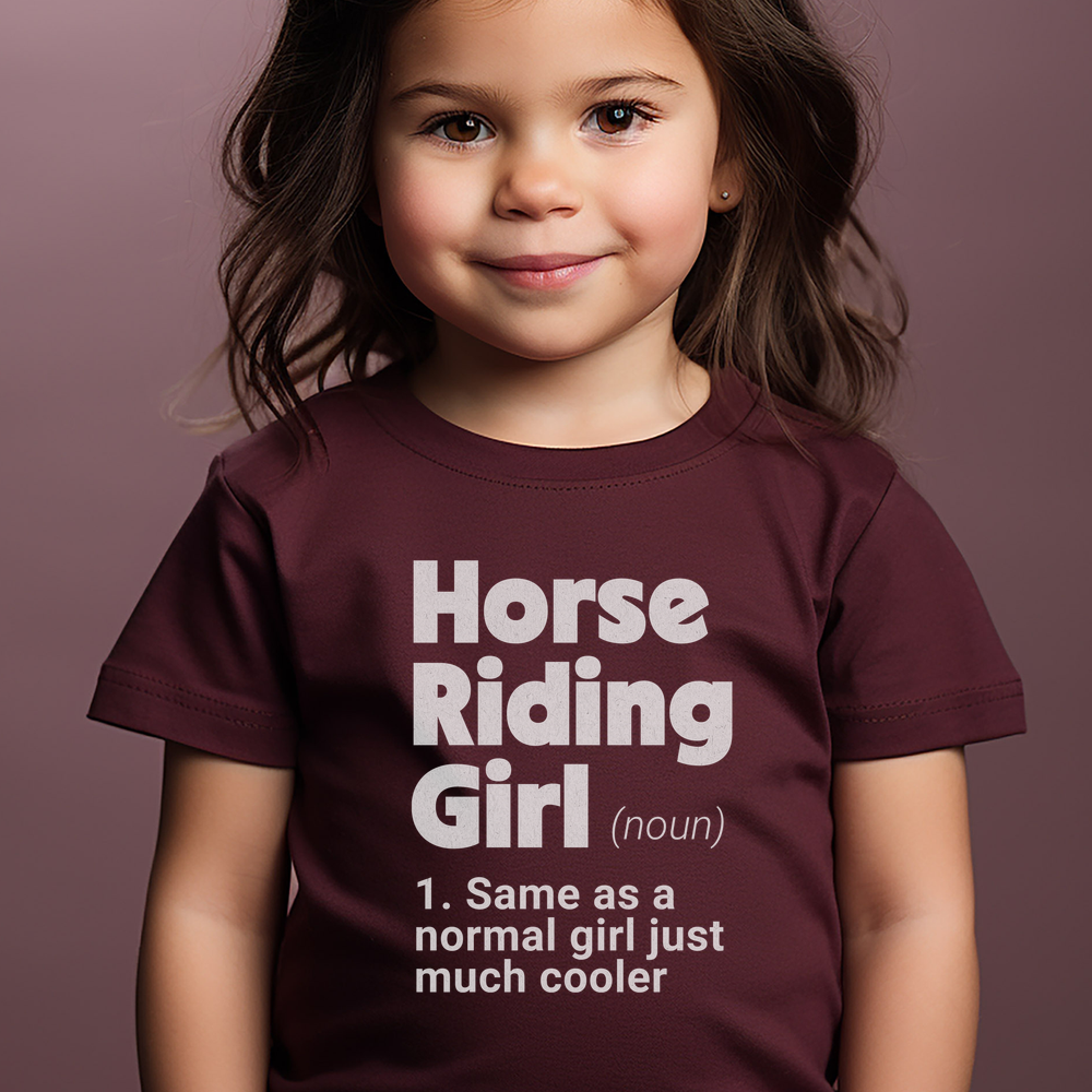 Horse Riding Girl Toddler Tee - Heather Maroon