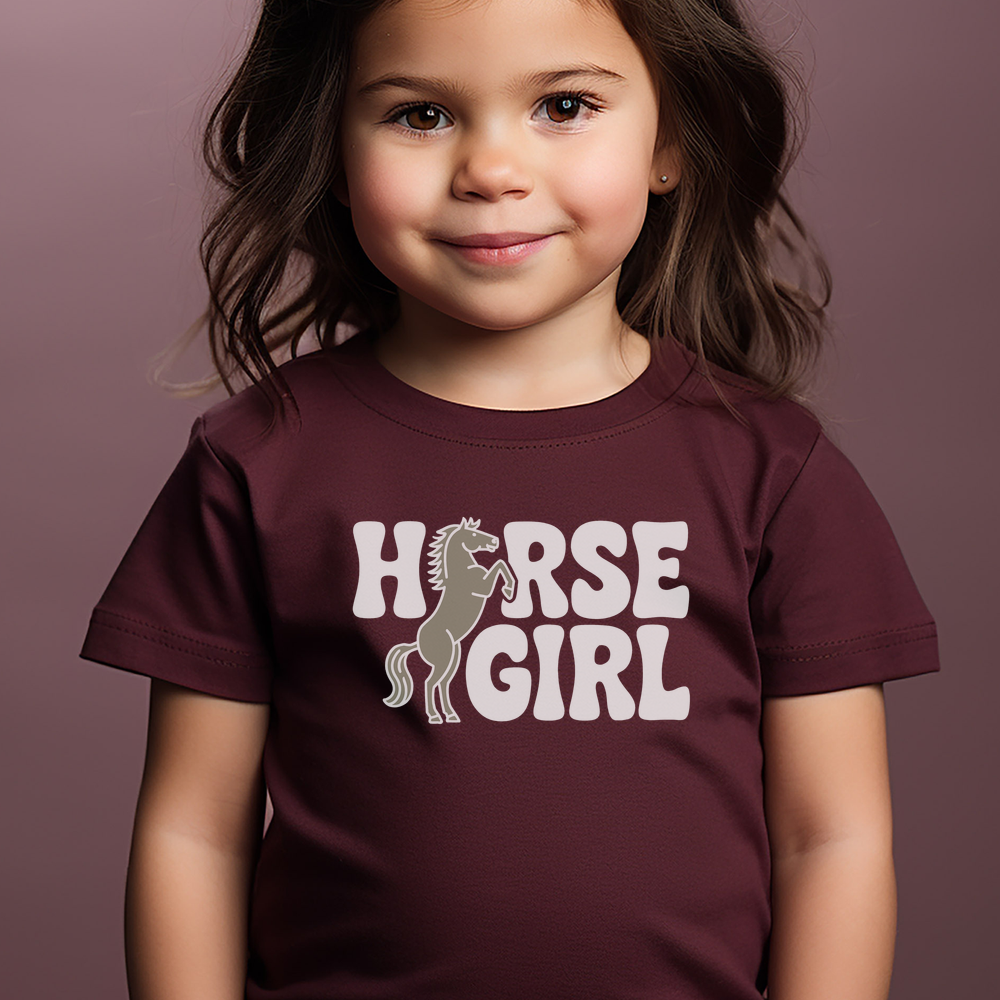 Horse Girl Toddler Tee - Heather Maroon