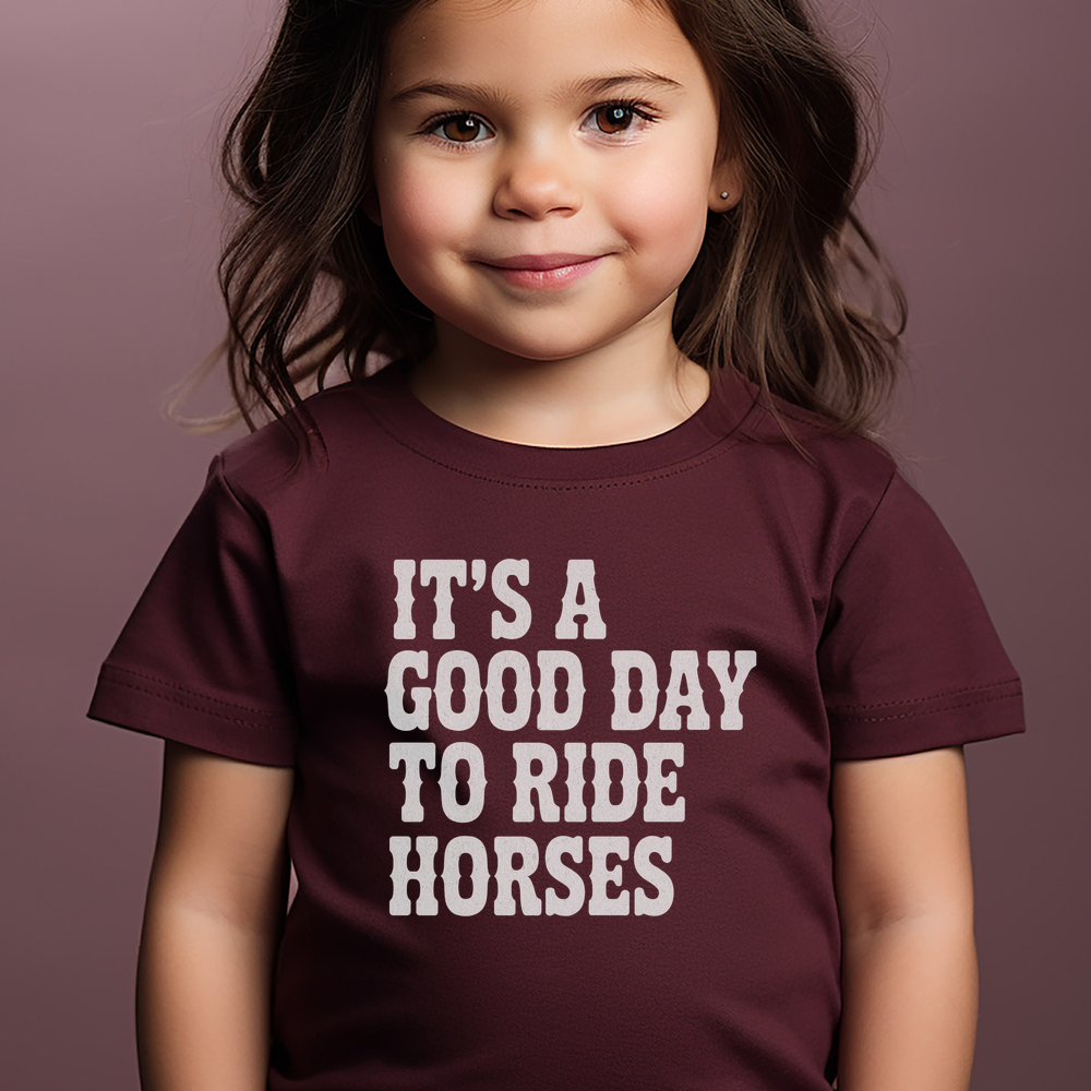 Good Day To Ride Horses Toddler Tee - Heather Maroon