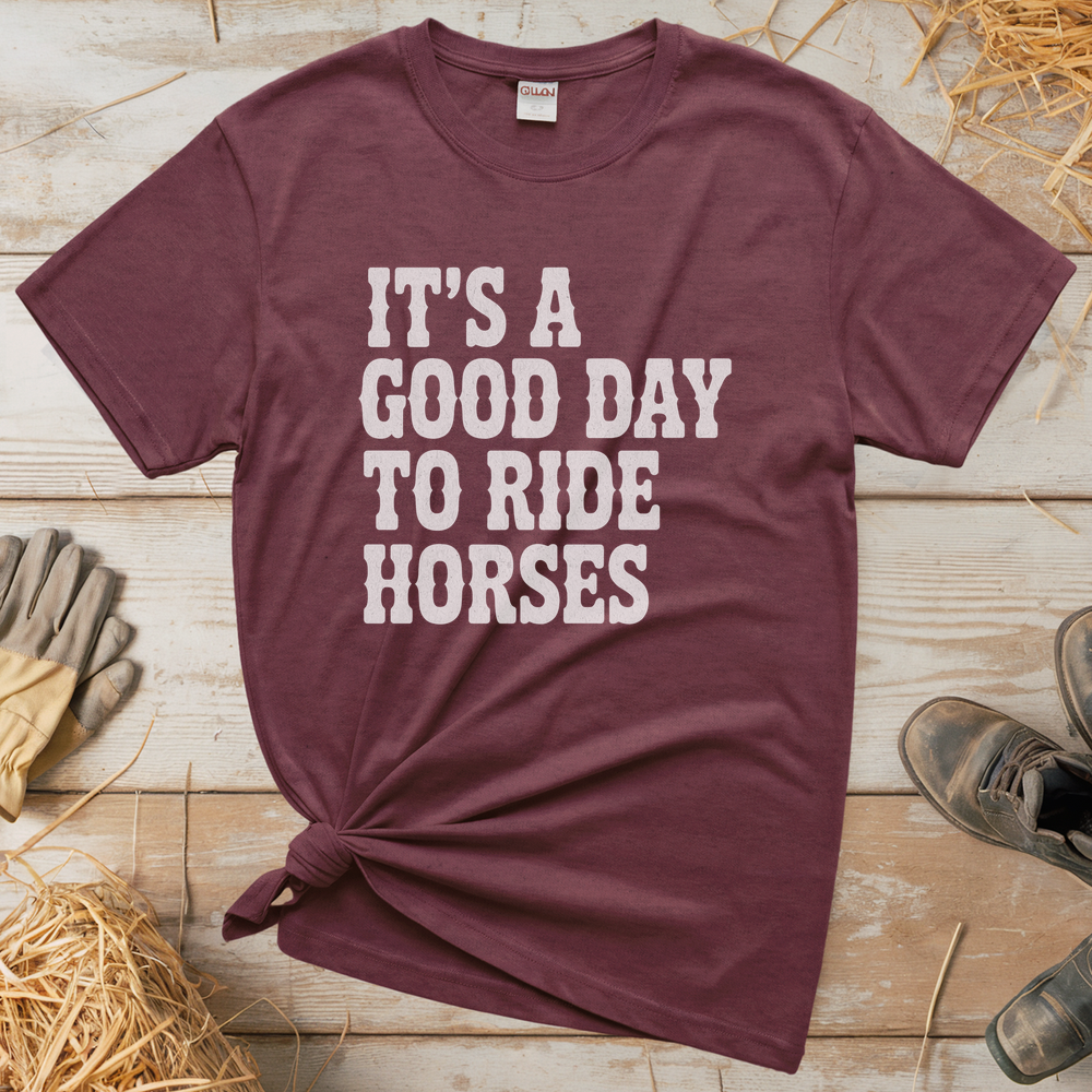 Good Day To Ride Horses Tee - Heather Maroon