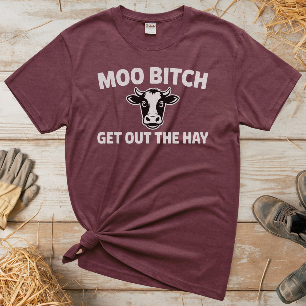 Moo Bitch Adult Tee - Heather Maroon