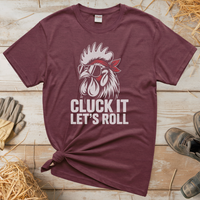 Cluck It Lets Roll Adult Tee - Heather Maroon