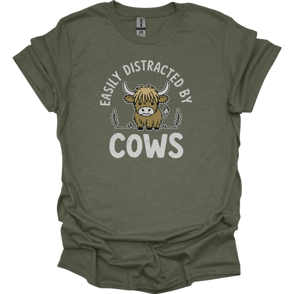 Easily Distracted By Cows - Heather Military Green