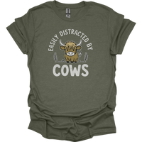 Easily Distracted By Cows - Heather Military Green