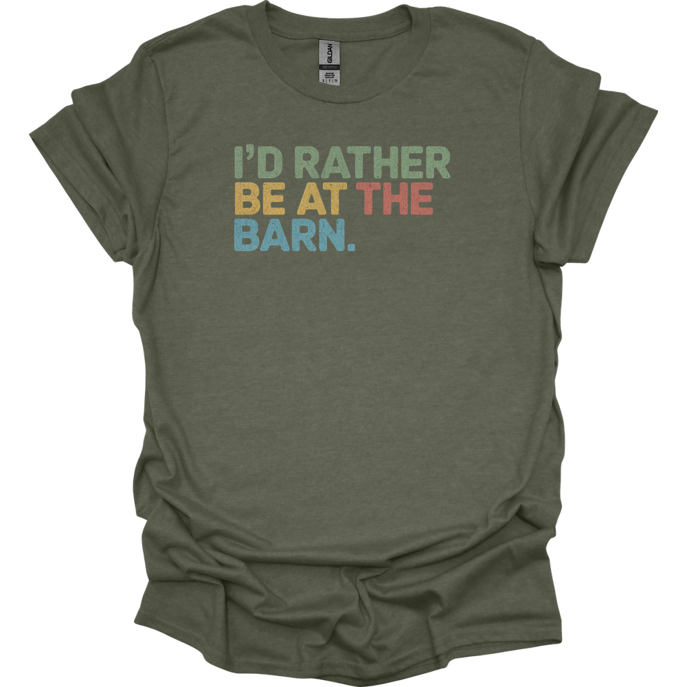 Id Rather Be At The Barn - Heather Military Green