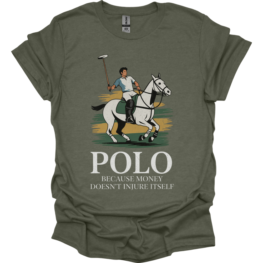 Polo Because Money Doesnt Injure Itself - Heather Military Green