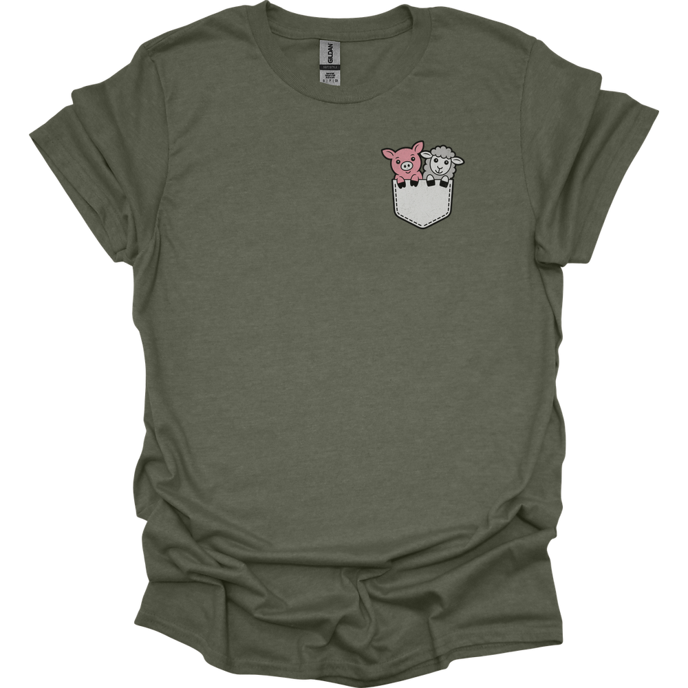 Sheep And Pig In Pocket - Heather Military Green