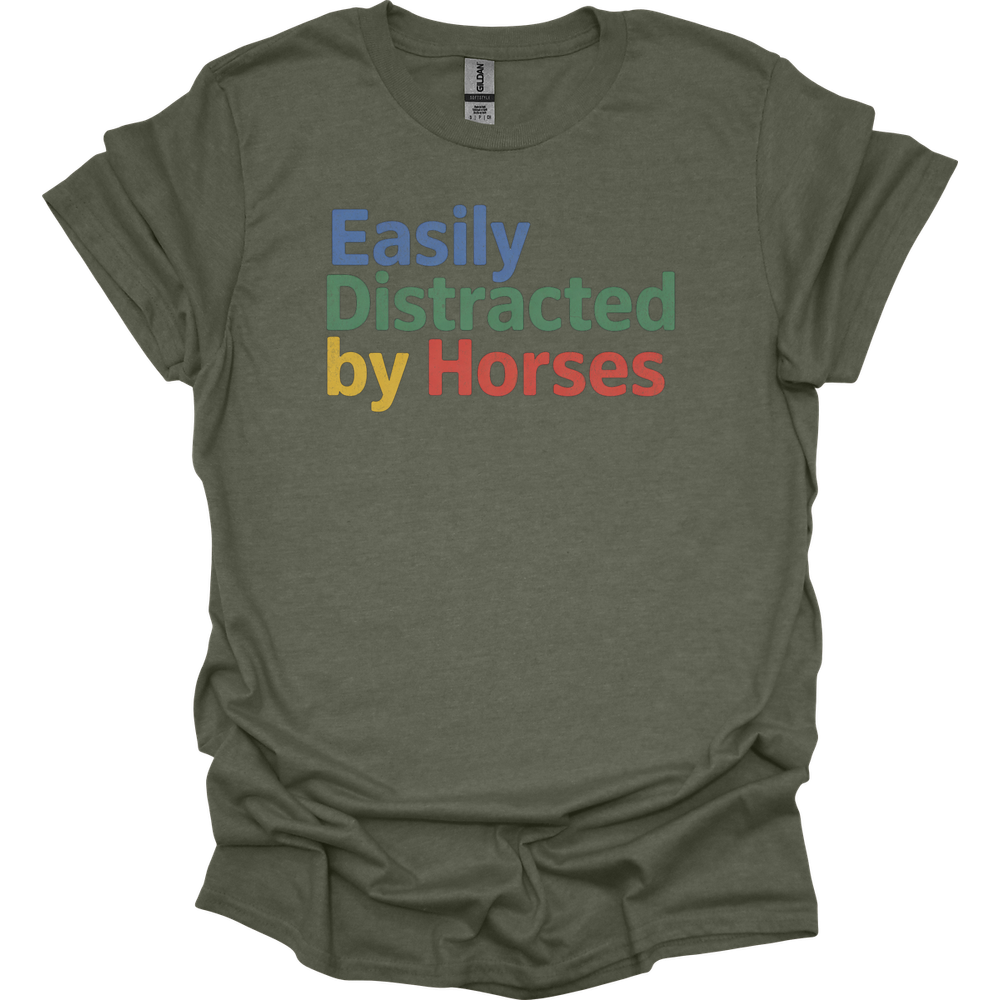 Easily Distracted By Horses - Heather Military Green