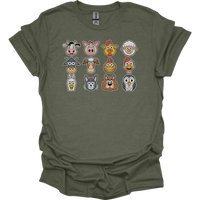 Barnyard Animals Adult Unisex Tee - Heather Military Green