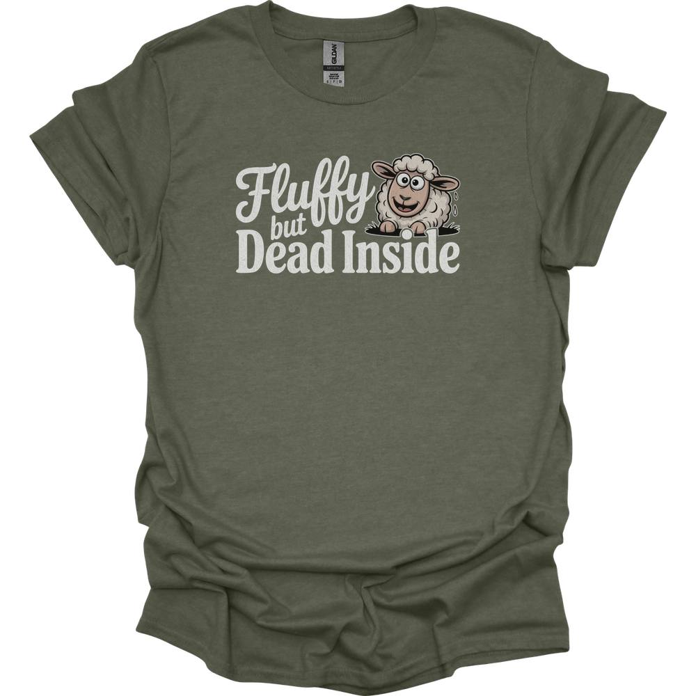 Fluffy But Dead Inside Adult Dark - Heather Military Green