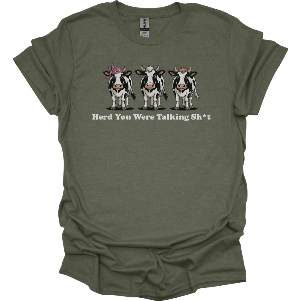 Herd You Were Talking Cows - Heather Military Green