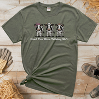 Herd You Were Talking Cows (Adult Unisex T-Shirt) - Heather Military Green