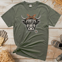 Cow Flower (Adult Unisex T-Shirt) - Heather Military Green