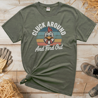 Cluck Around And Find Out (Adult Unisex T-Shirt) - Heather Military Green