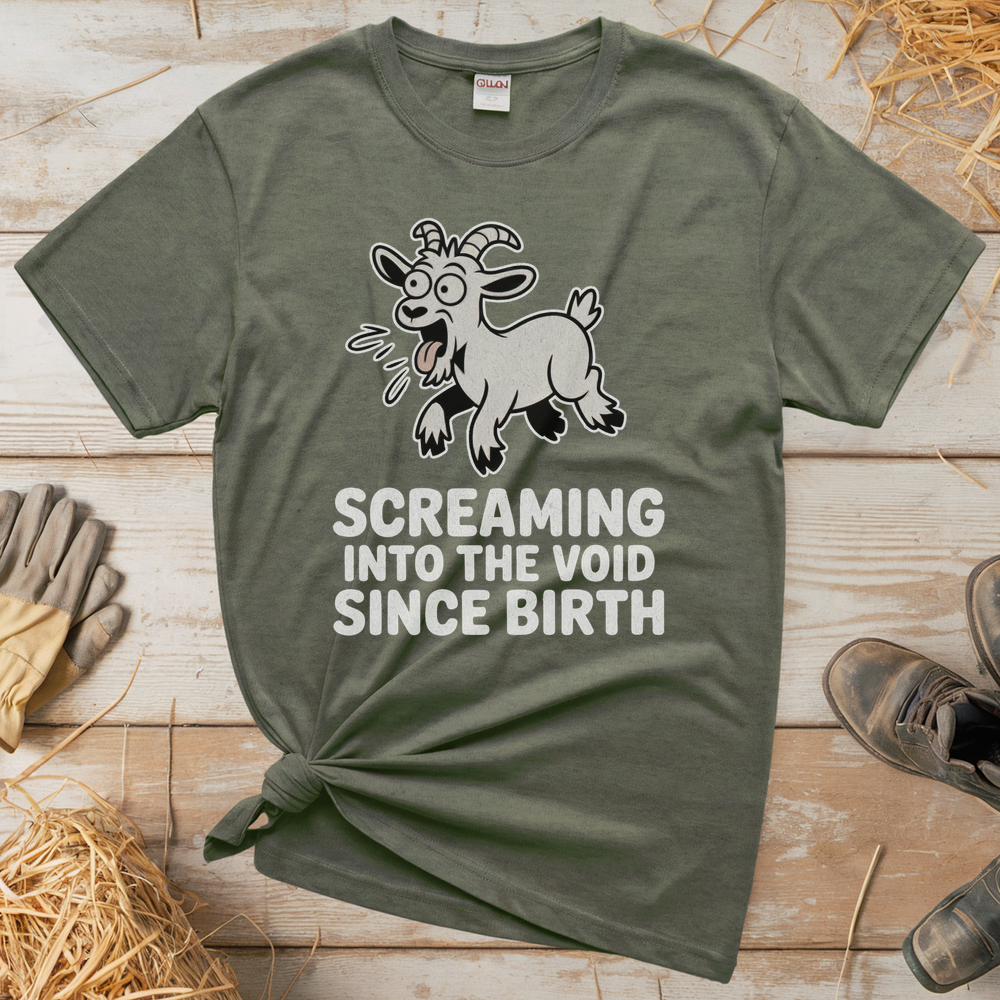 Screaming Into The Void Since Birth (Adult Unisex Tee) - Heather Military Green