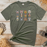 Barnyard Animals (Adult Unisex Tee) - Heather Military Green