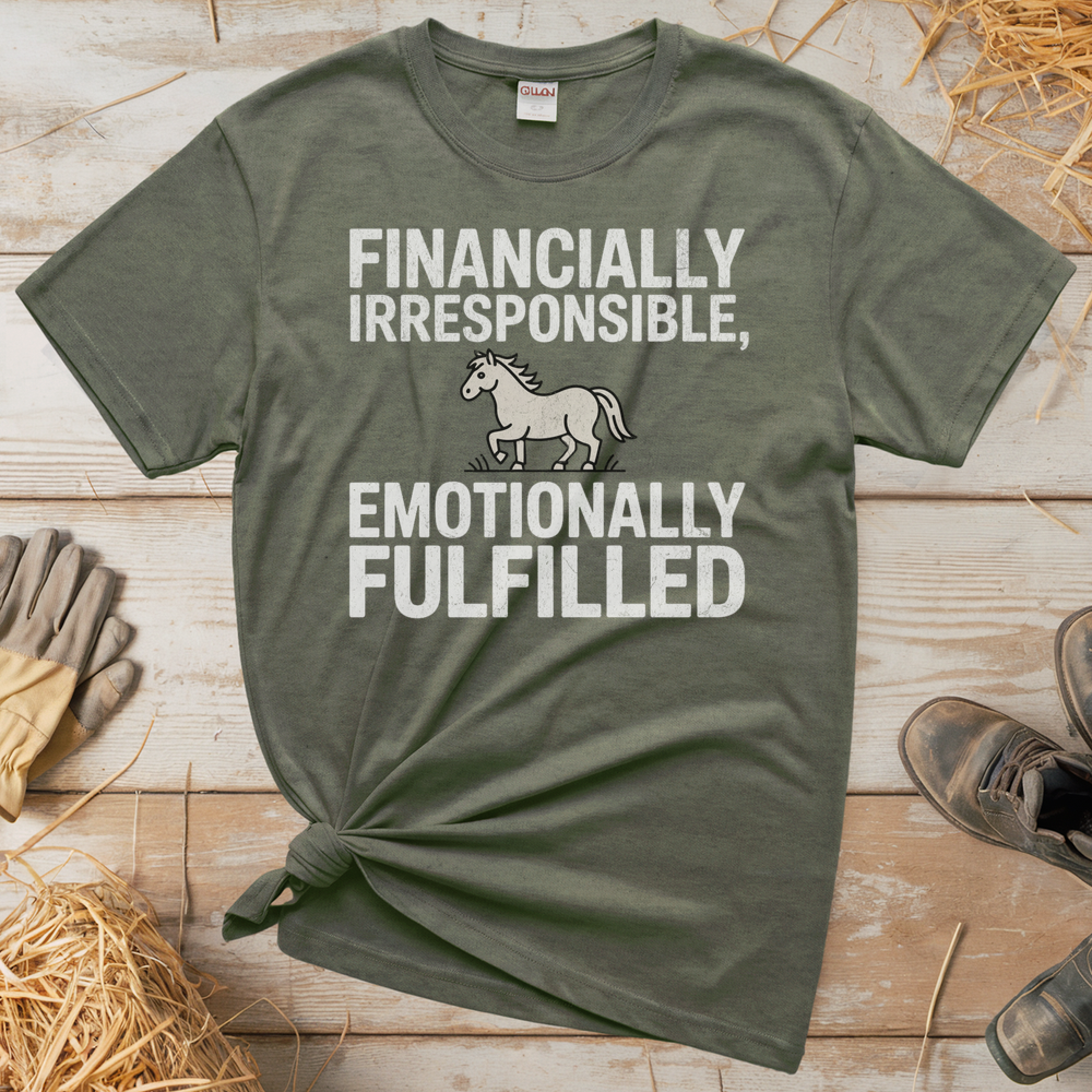 Financially Irresponsible Emotionally Fulfilled (Adult Unisex Tee) - Heather Military Green