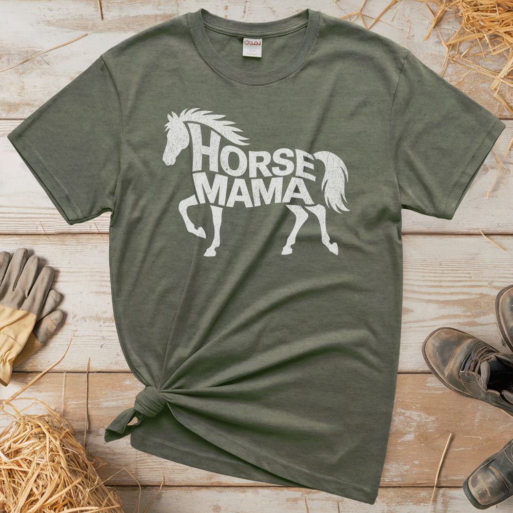 Horse Mama (Adult Unisex Tee) - Heather Military Green