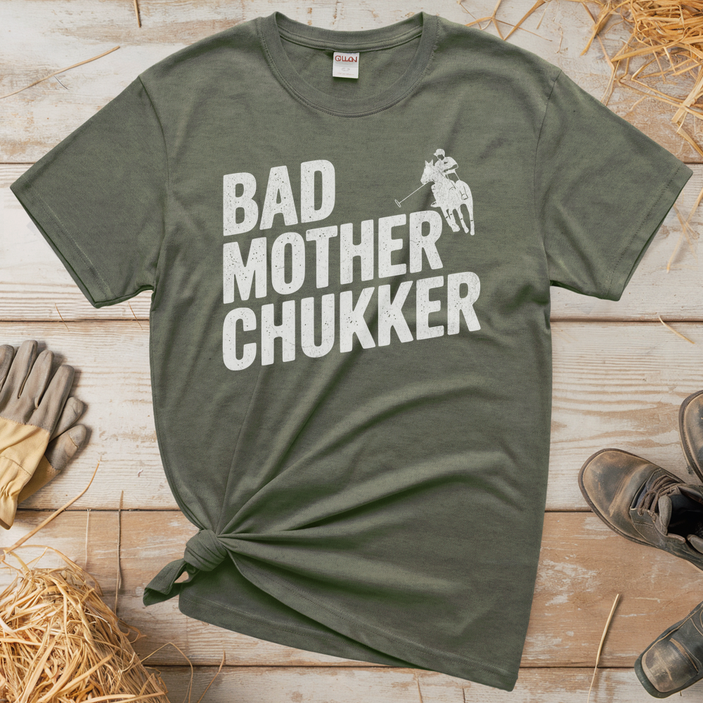 Bad Mother Chukker Polo (Adult Unisex Tee) - Heather Military Green