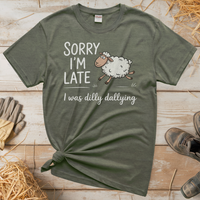 Dilly Dallying Sheep (Adult Unisex Tee) - Heather Military Green